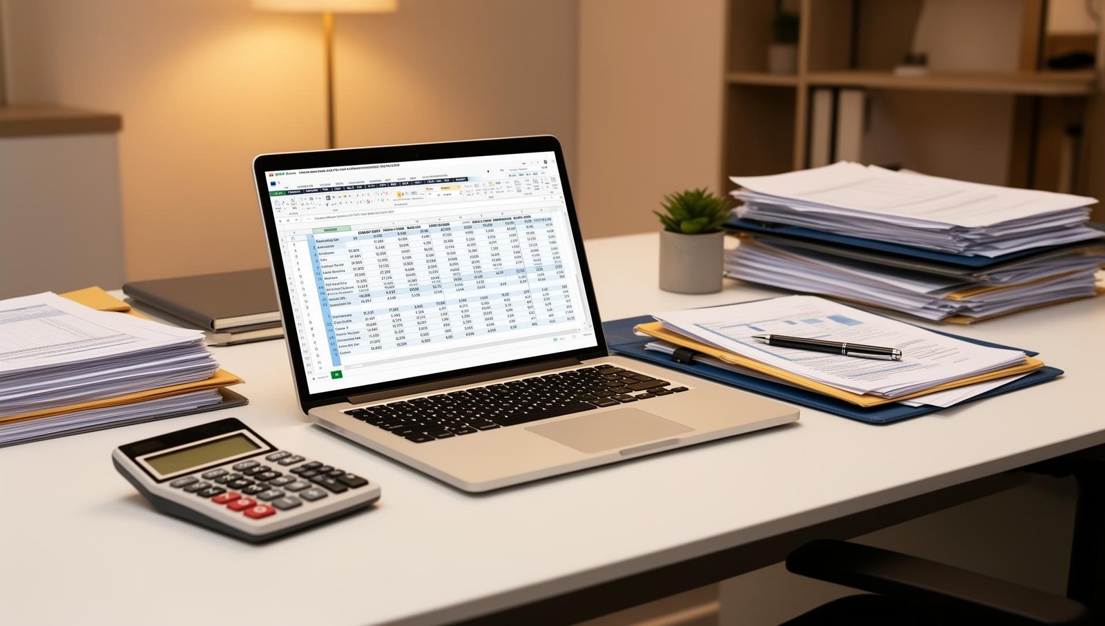 Professionele boekhouder aan het werk met financiële administratie